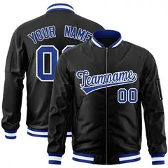 Black Royal-White Varsity Letterman Full-Zip Bomber Jacket