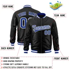 Black Royal-White Varsity Letterman Full-Zip Bomber Jacket 2