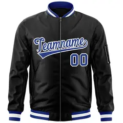 Black Royal-White Varsity Letterman Full-Zip Bomber Jacket 3