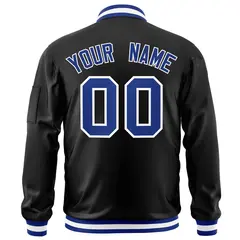 Black Royal-White Varsity Letterman Full-Zip Bomber Jacket 4