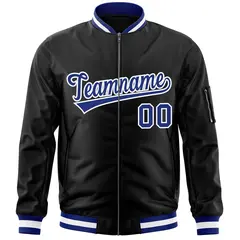 Black Royal-White Varsity Letterman Full-Zip Bomber Jacket 3