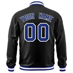 Black Royal-White Varsity Letterman Full-Zip Bomber Jacket 4