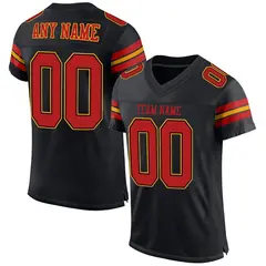 Black Scarlet-Gold Classic Mesh Authentic Football Jersey 1
