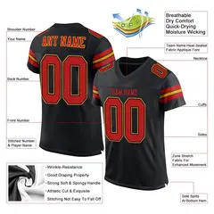 Black Scarlet-Gold Classic Mesh Authentic Football Jersey 2