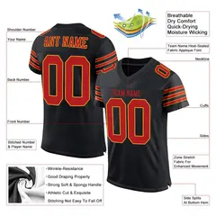 Black Scarlet-Gold Classic Mesh Authentic Football Jersey 2