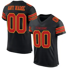 Black Scarlet-Gold Classic Mesh Authentic Football Jersey 1