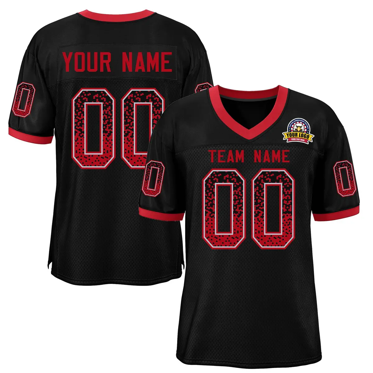 Black Scarlet-White Drift Mesh Football Jersey