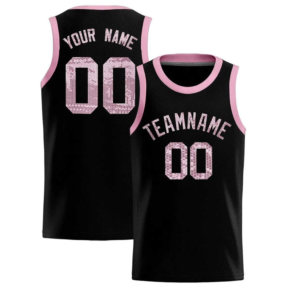Black Sequined Trim Athletic Basketball Jersey