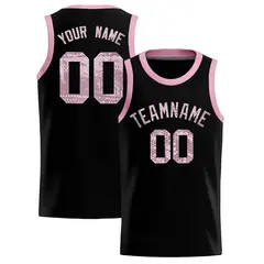Black Sequined Trim Athletic Basketball Jersey