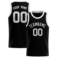 Black Sequined Trim Athletic Basketball Jersey