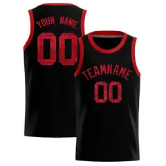 Black Sequined Trim Athletic Basketball Jersey