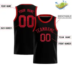Black Sequined Trim Athletic Basketball Jersey 2