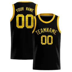 Black Sequined Trim Athletic Basketball Jersey