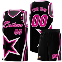 Black Shoulder Stars Graffiti Pattern Basketball Jersey Sets