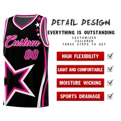 Black Shoulder Stars Graffiti Pattern Basketball Jersey Sets 2
