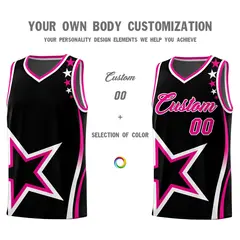 Black Shoulder Stars Graffiti Pattern Basketball Jersey Sets 3