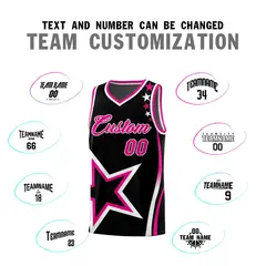 Black Shoulder Stars Graffiti Pattern Basketball Jersey Sets 4