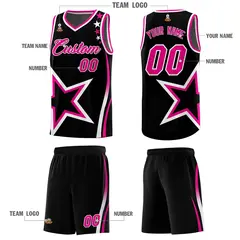 Black Shoulder Stars Graffiti Pattern Basketball Jersey Sets 5