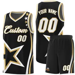 Black Shoulder Stars Graffiti Pattern Basketball Jersey Sets