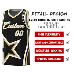 Black Shoulder Stars Graffiti Pattern Basketball Jersey Sets 2