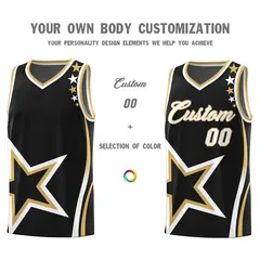 Black Shoulder Stars Graffiti Pattern Basketball Jersey Sets 3