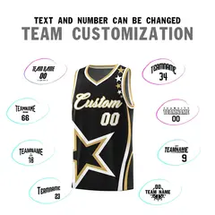 Black Shoulder Stars Graffiti Pattern Basketball Jersey Sets 4