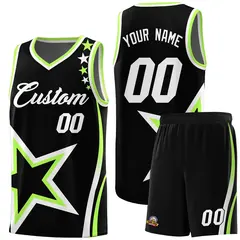 Black Shoulder Stars Graffiti Pattern Basketball Jersey Sets