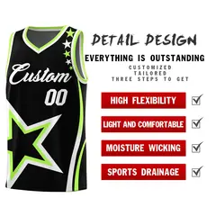 Black Shoulder Stars Graffiti Pattern Basketball Jersey Sets 2