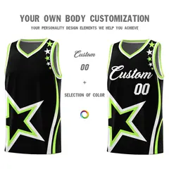 Black Shoulder Stars Graffiti Pattern Basketball Jersey Sets 3