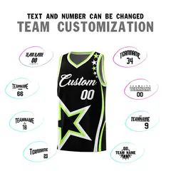 Black Shoulder Stars Graffiti Pattern Basketball Jersey Sets 4