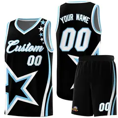 Black Shoulder Stars Graffiti Pattern Basketball Jersey Sets