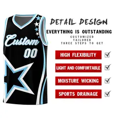 Black Shoulder Stars Graffiti Pattern Basketball Jersey Sets 2