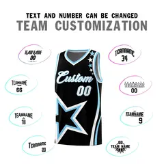 Black Shoulder Stars Graffiti Pattern Basketball Jersey Sets 4