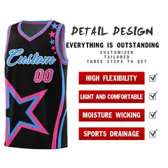 Black Shoulder Stars Graffiti Pattern Basketball Jersey Sets 2