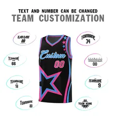 Black Shoulder Stars Graffiti Pattern Basketball Jersey Sets 4