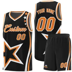 Black Shoulder Stars Graffiti Pattern Basketball Jersey Sets 1