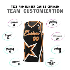 Black Shoulder Stars Graffiti Pattern Basketball Jersey Sets 4