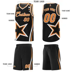 Black Shoulder Stars Graffiti Pattern Basketball Jersey Sets 5