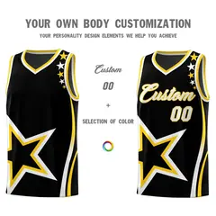 Black Shoulder Stars Graffiti Pattern Basketball Jersey Sets 3