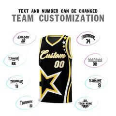 Black Shoulder Stars Graffiti Pattern Basketball Jersey Sets 4