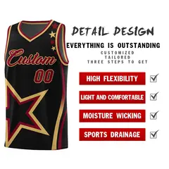 Black Shoulder Stars Graffiti Pattern Basketball Jersey Sets 2