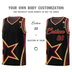 Black Shoulder Stars Graffiti Pattern Basketball Jersey Sets 3