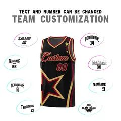 Black Shoulder Stars Graffiti Pattern Basketball Jersey Sets 4