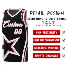 Black Shoulder Stars Graffiti Pattern Basketball Jersey Sets 2
