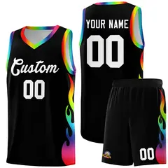 Black Side Flame Fashion Sports Basketball Jersey 1