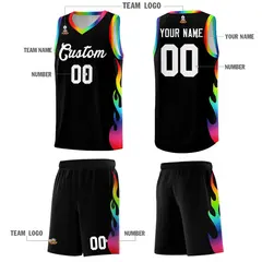 Black Side Flame Fashion Sports Basketball Jersey 5