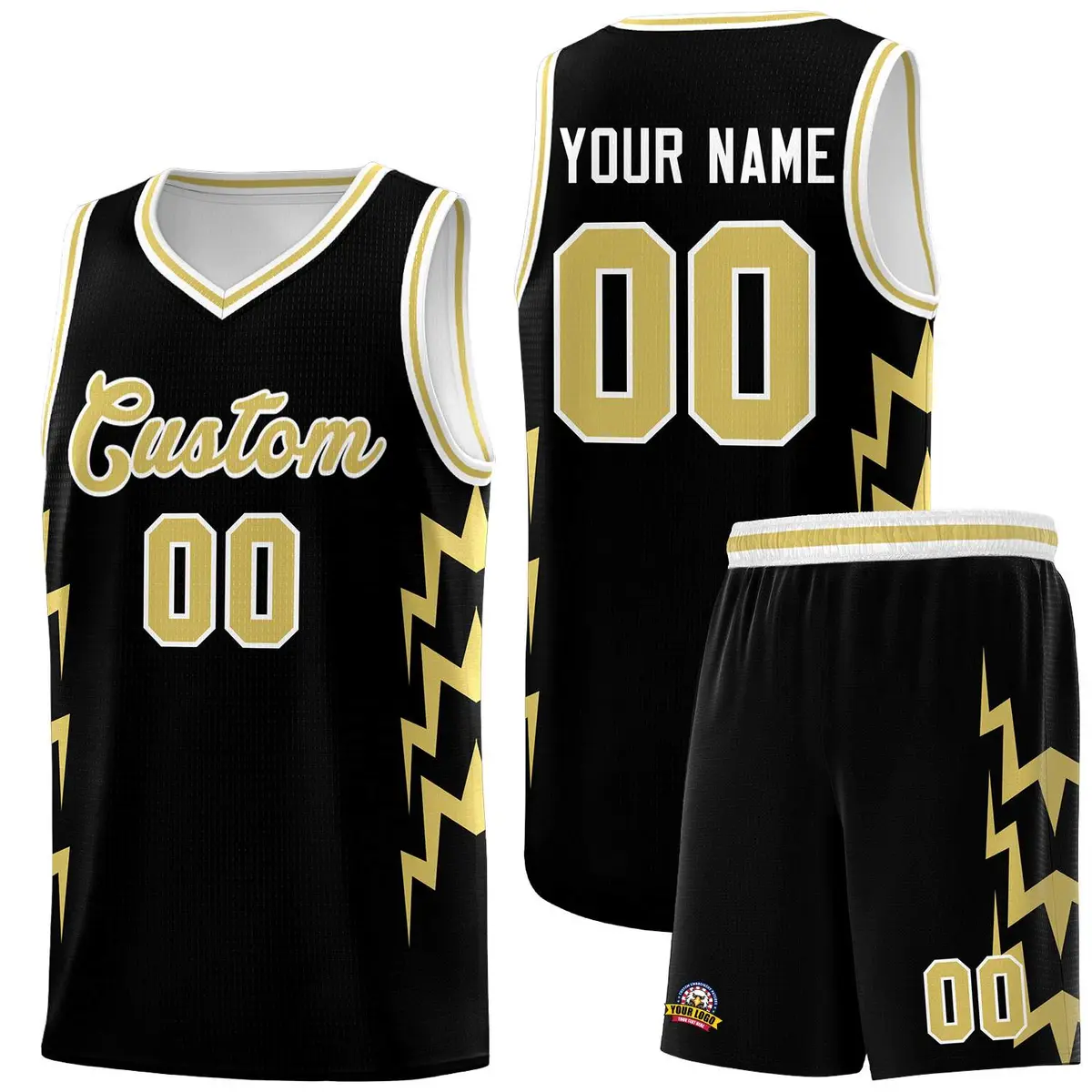 Black Side Lightning Graffiti Basketball Uniform Jersey