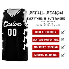 Black Side Lightning Graffiti Basketball Uniform Jersey 2