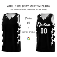 Black Side Lightning Graffiti Basketball Uniform Jersey 3