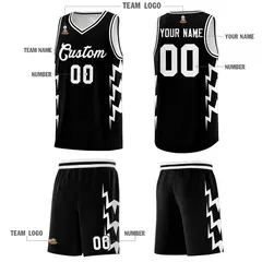 Black Side Lightning Graffiti Basketball Uniform Jersey 5